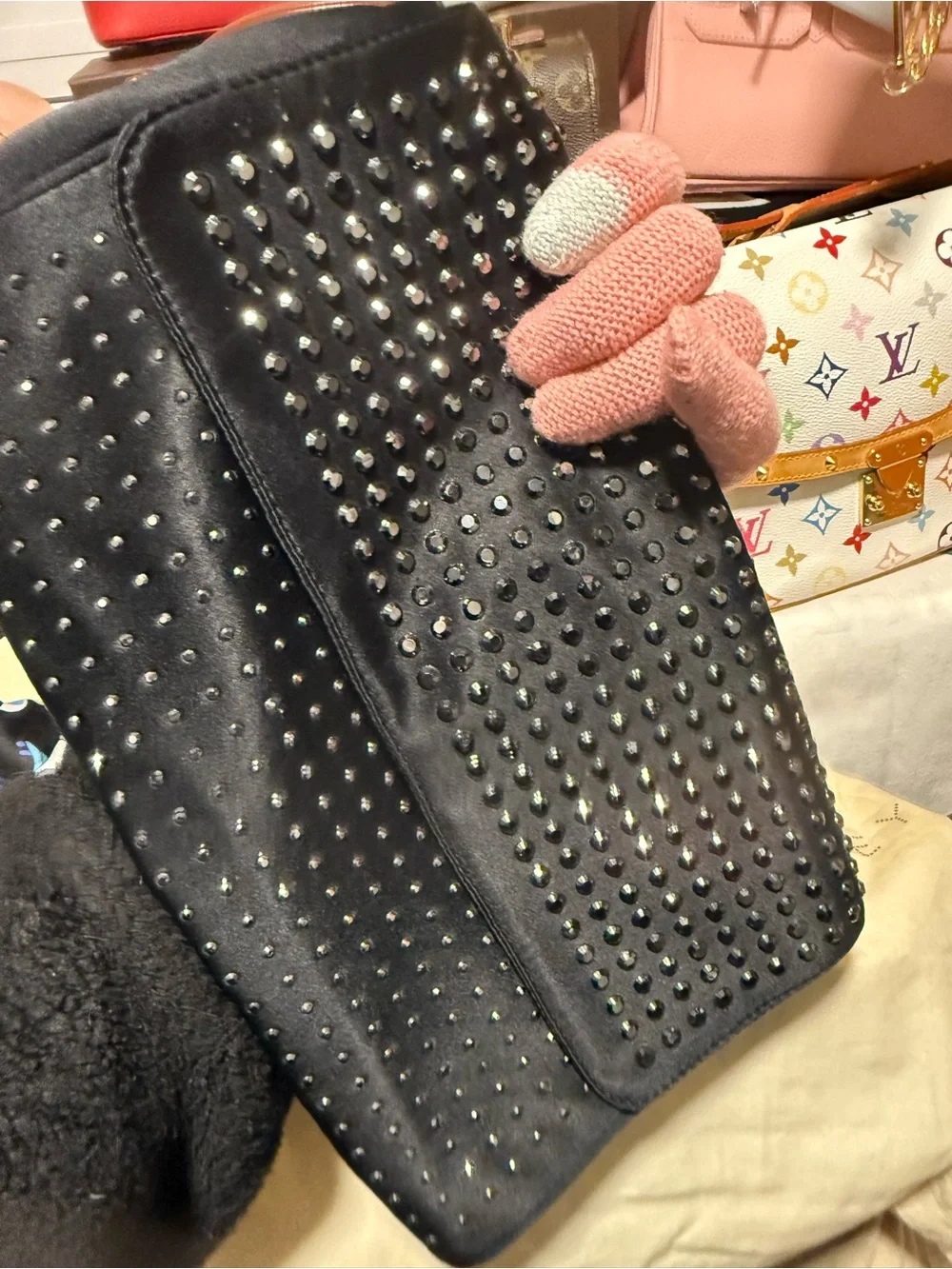 Stella McCartney Black Stud-Embellished Fold-Over Clutch